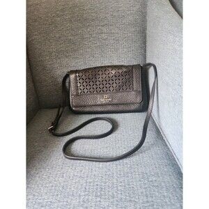 Kate Spade Black Leather Crossbody Bag w/ Laser Perforations